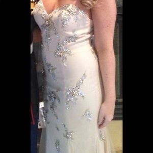 Terani nude beaded gown